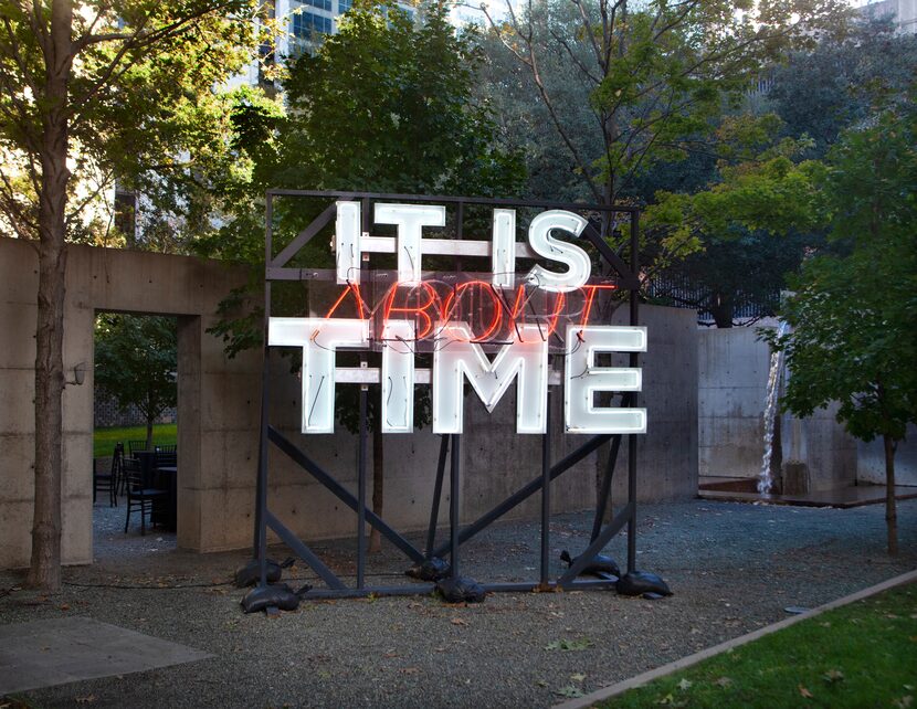 The entrance to the Fashion Industry Gallery, which housed the Dallas Art Fair, was marked...