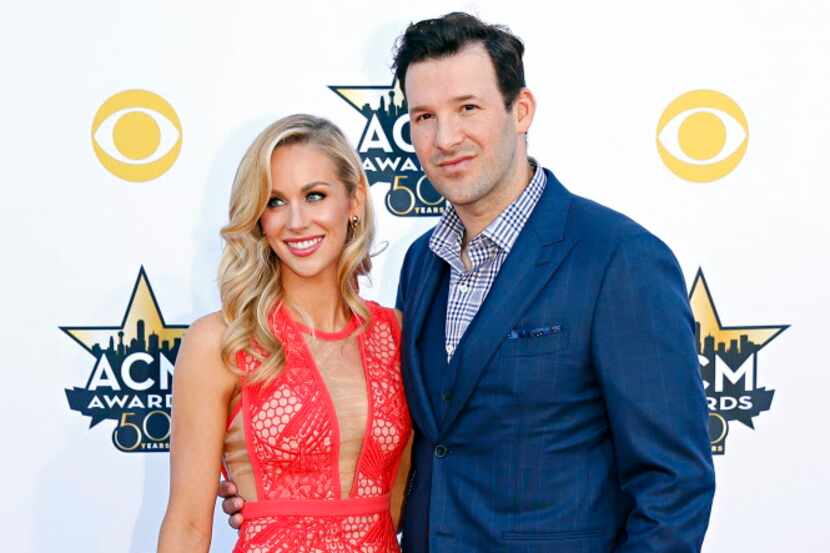 Dallas Cowboys quarterback Tony Romo (right) and wife Candice Crawford on the red carpet...