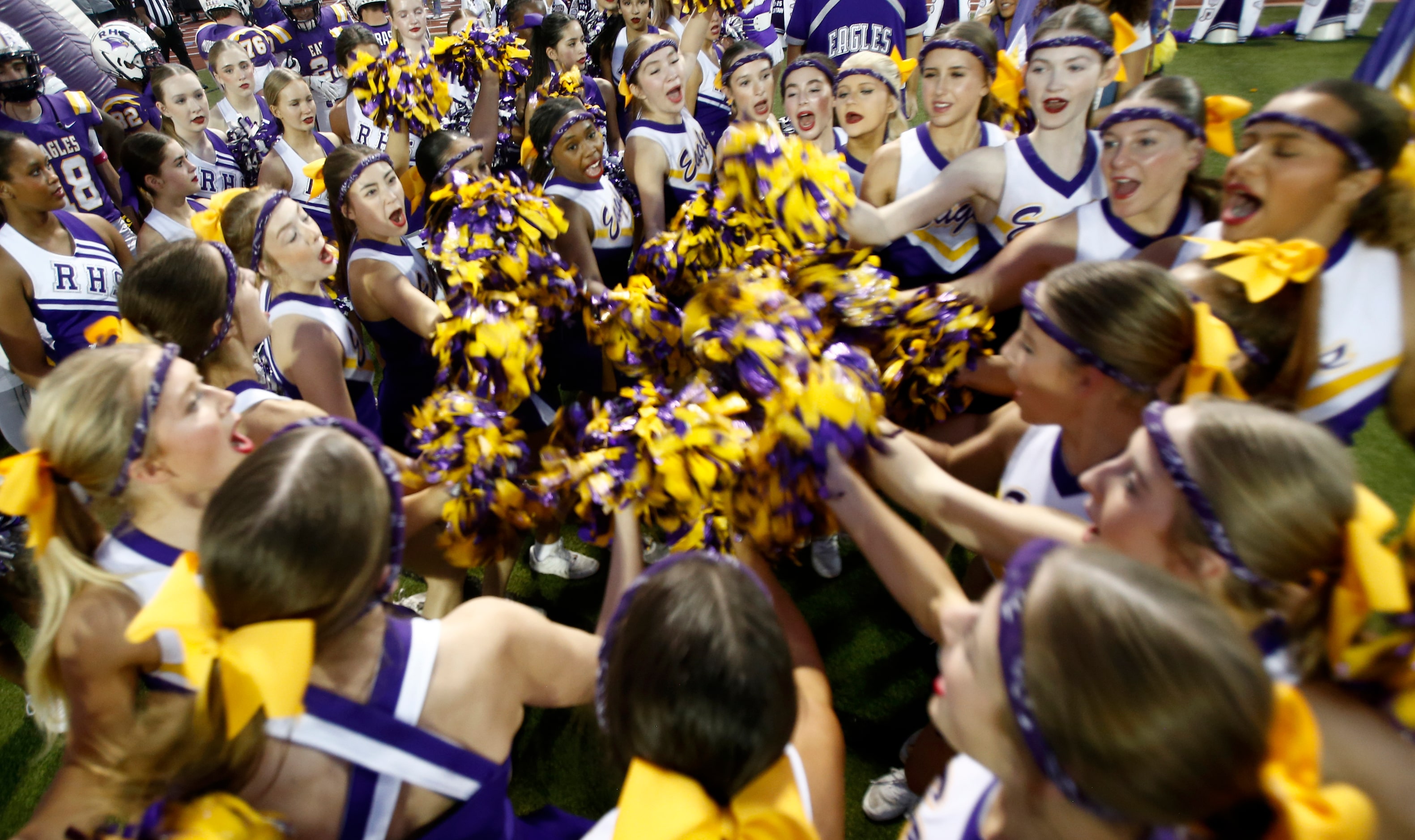 The Richardson cheer leaders perform before their District 7-6A high school football game...