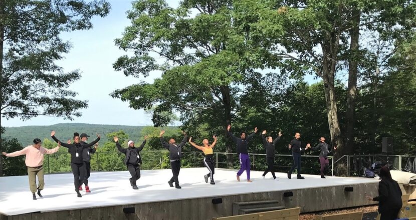 Melissa Young (below, right) directs the Dallas Black Dance Theatre in rehearsal at Jacob’s...