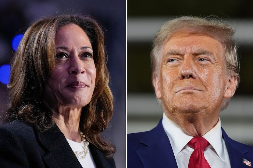 This combination of file photos shows Democratic presidential nominee Vice President Kamala...