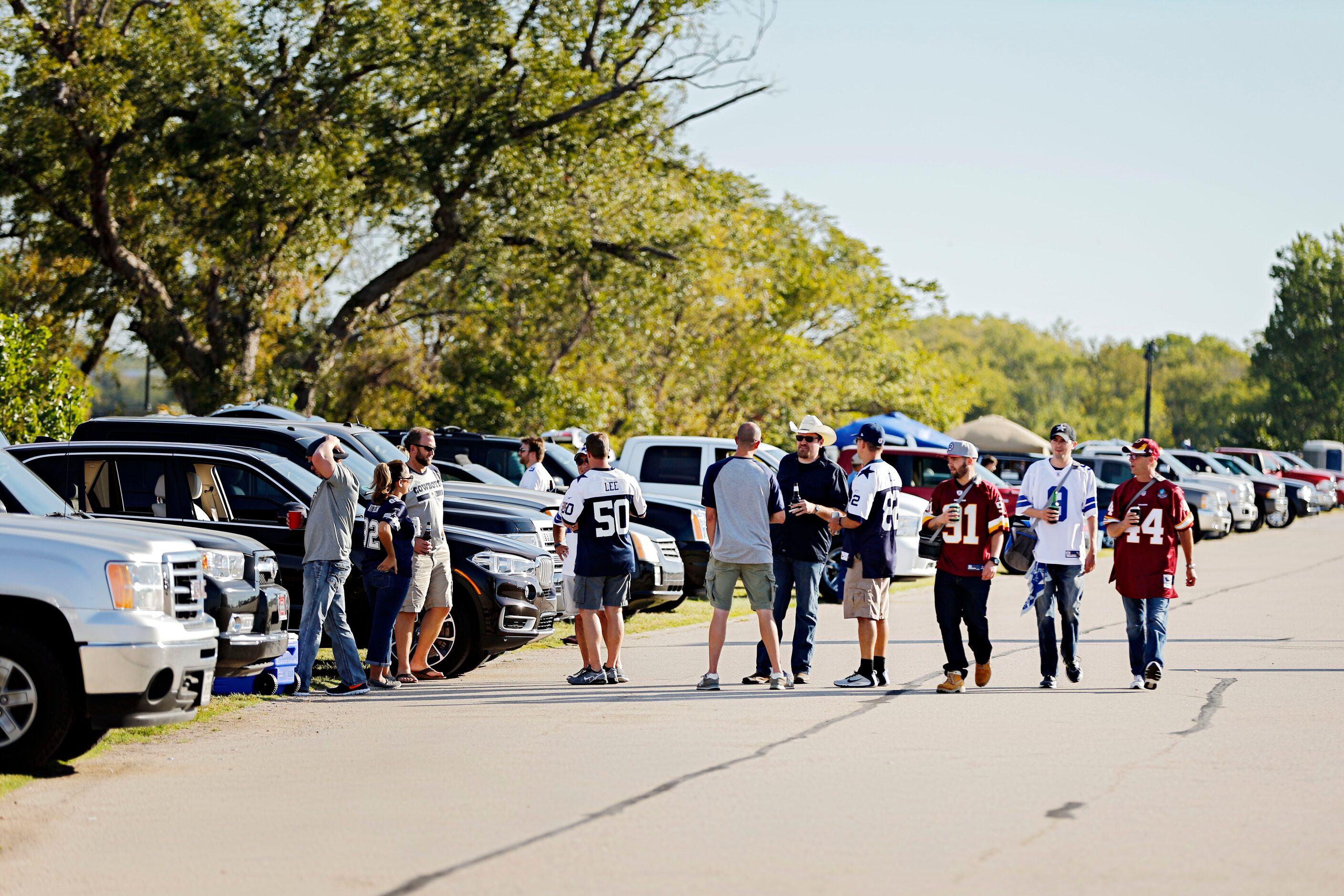 Fans tailgate before the Dallas Cowboys game against the Washington Redskins Monday, October...