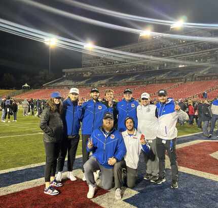 SMU director of scouting Alex Brown (back middle left) seen here with his "Elight Eight"...