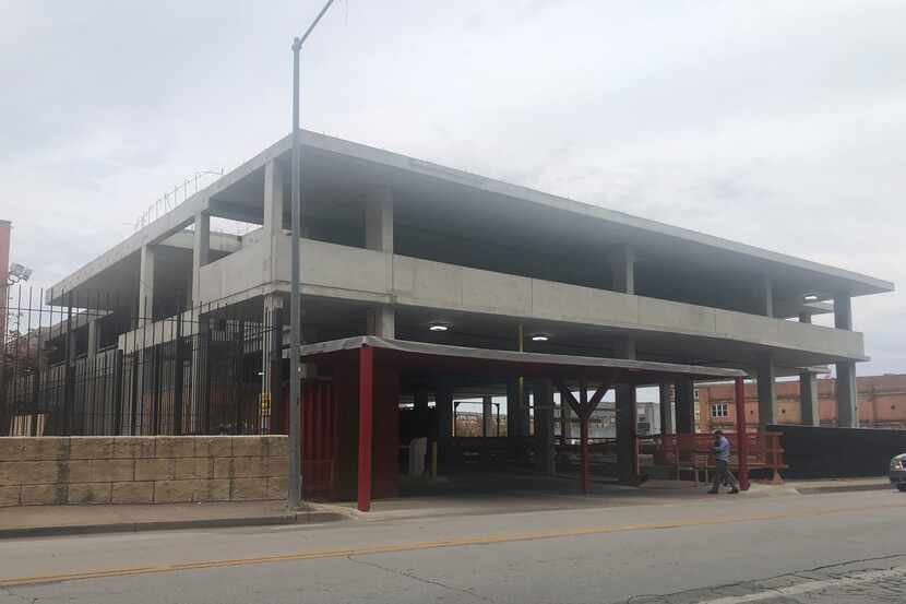 The parking garage at Harwood and Commerce streets in downtown Dallas where a woman was...