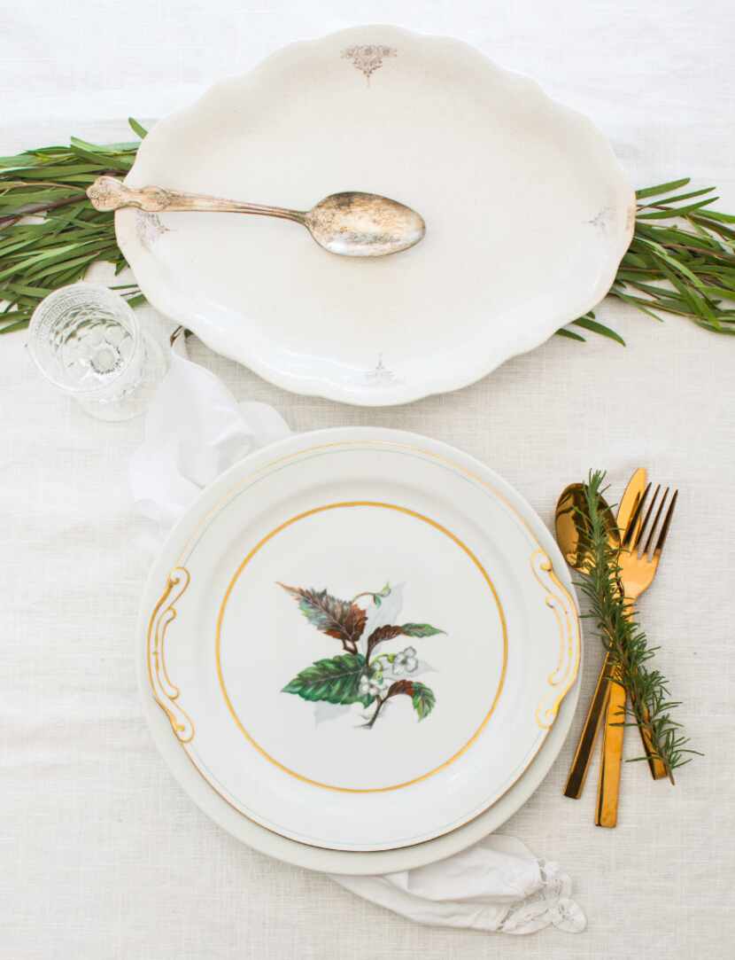 White and green is a classy color combo for a holiday table.