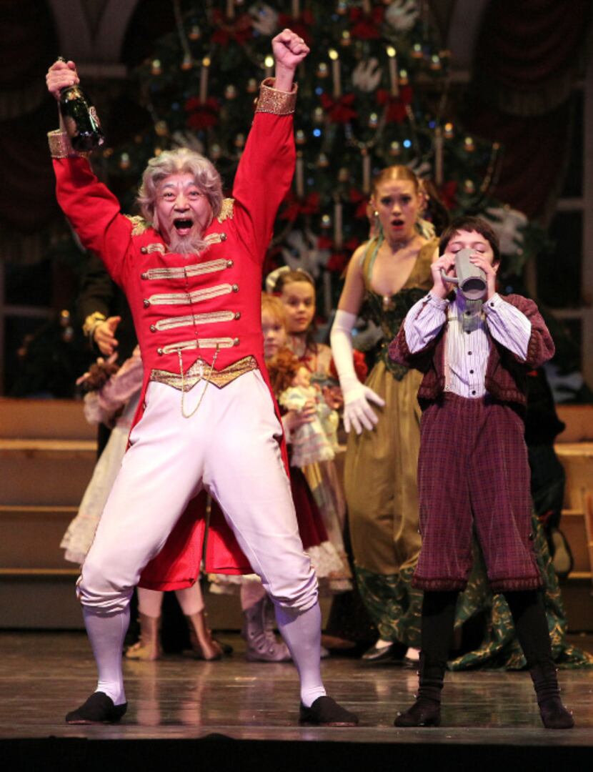 Grandfather, played by Li Anlin, gets happy in Texas Ballet Theater’s The Nutcracker.