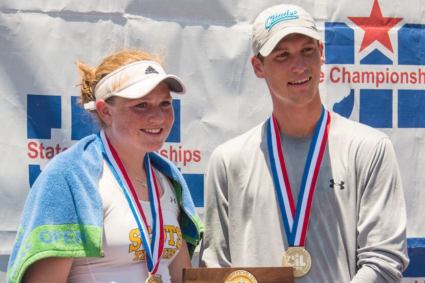 Highland Park's Katherine Petty and Phillip Quinn pose for a photo after receiving their...