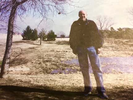 Bruce Hatter on the land he wanted to turn into a park (2014 photo).