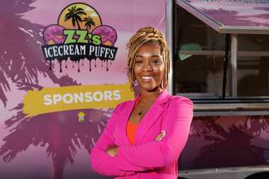 Owner Nikita Seal stands in front of ZZ's Ice Cream Puffs food truck in DeSoto on Sunday,...