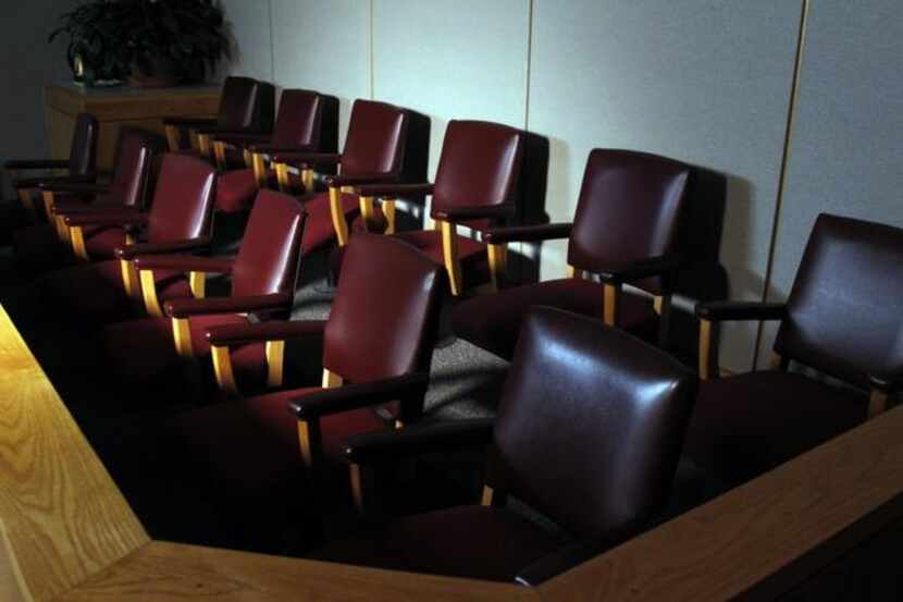
A view of a jury box in the Frank Crowley Courts Building. 
