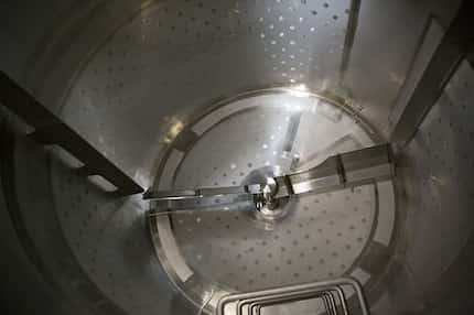 The inside of a large mash tun at Three Nations