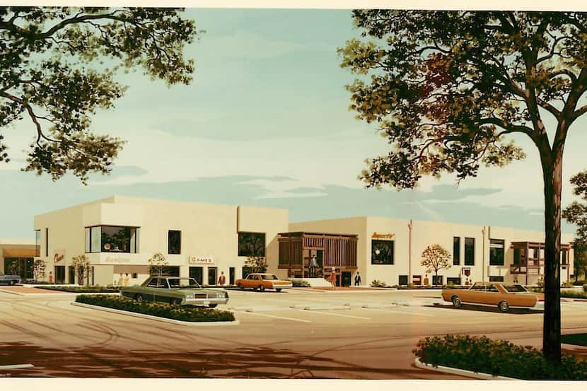 An original architect's drawing for The Quadrangle, which opened in what is now Uptown in 1966.
