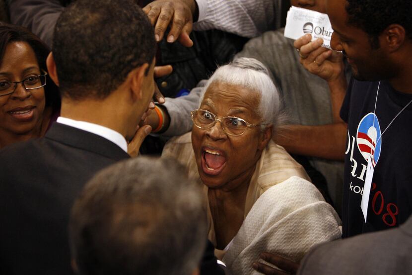 Then-Senator Barack Obama (D-IL) meets Opal Lee in the crowd after his Presidential campaign...