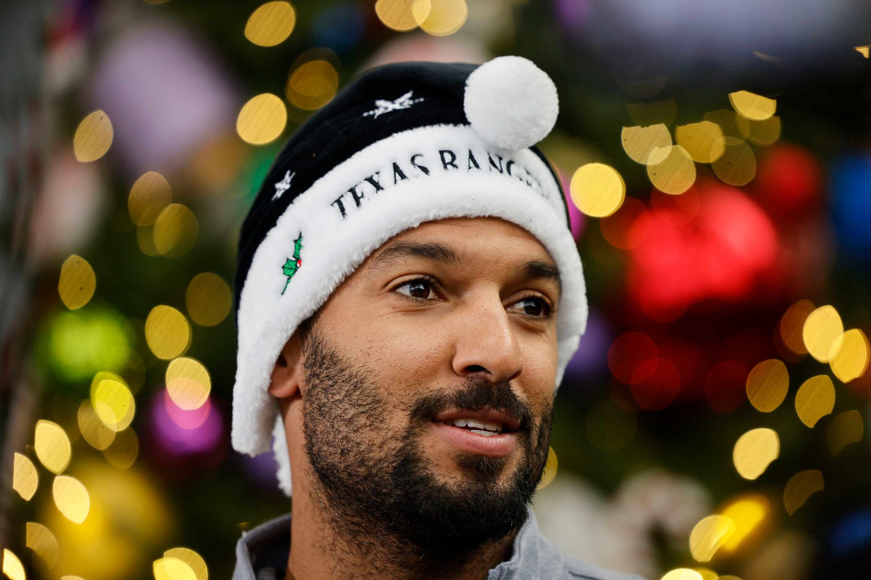 Texas Rangers second baseman Marcus Semien speaks to the media, Wednesday, Dec. 13, 2023, at...