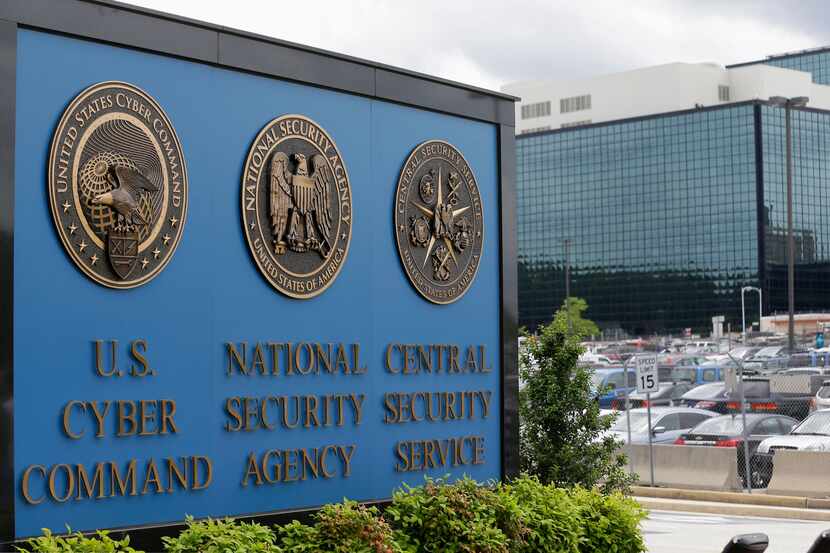 FILE - This June 6, 2013 file photo shows the sign outside the National Security Agency...