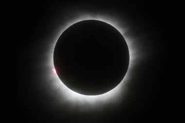This March 9, 2016, photo shows a total solar eclipse in Belitung, Indonesia. A total solar...