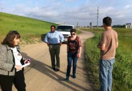  From left: Angela Hunt and Scott Griggs, seen here along the west levee in 2013, are the...