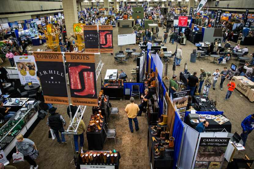 An overlook of a section of the Adventure Convention Sporting Expo on Thursday, January 5,...