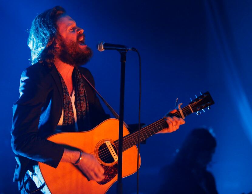 Father John Misty frontman Joshua Tillman performs with his band at the Granada Theater on...