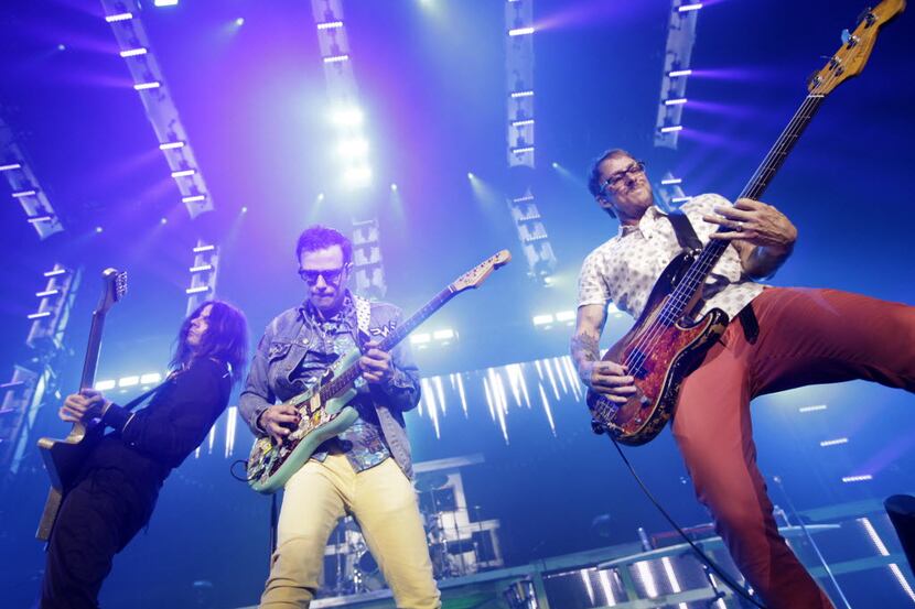 The rock band Weezer performs at Gexa Energy Pavillion in Dallas, TX, on Jul. 15, 2016....