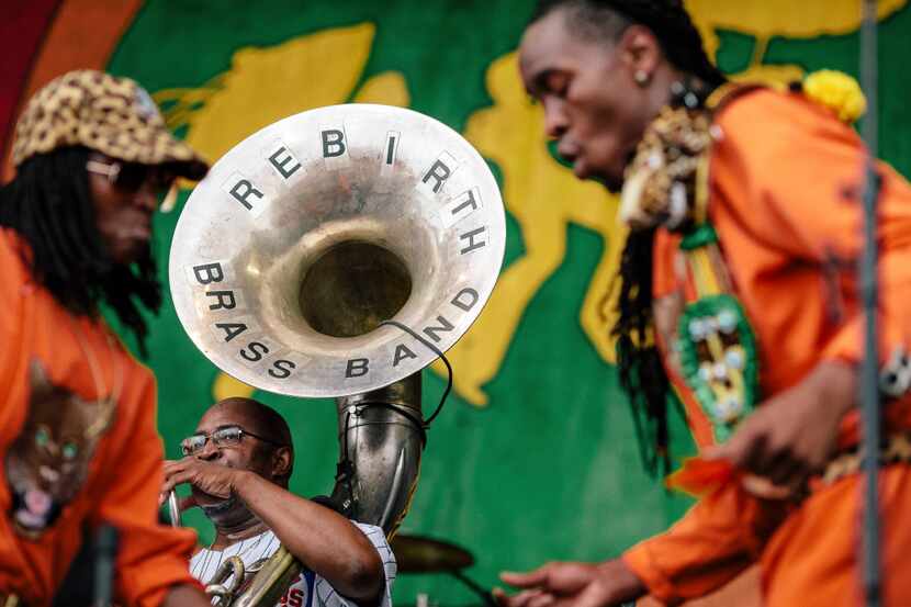 Rebirth Brass Band performs during the 48th Jazz and Heritage Festival in New Orleans, April...