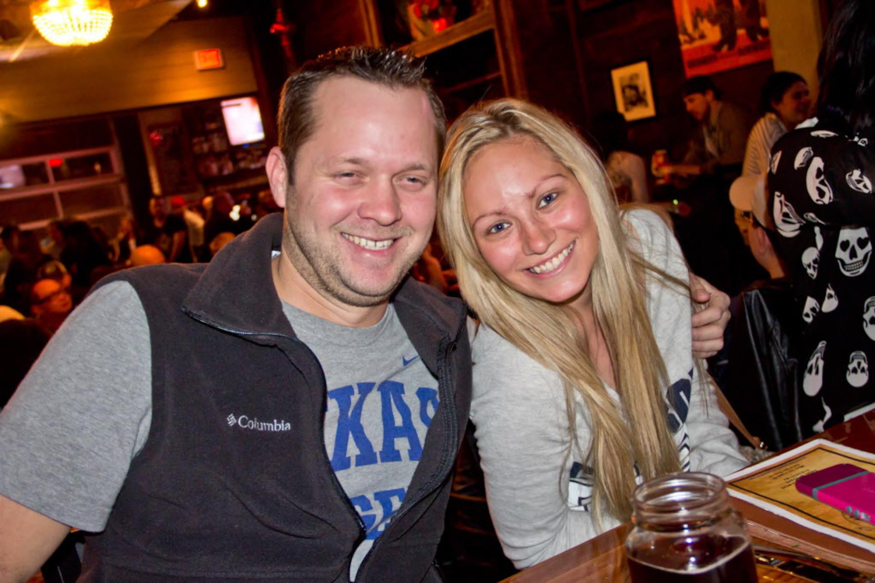 Charlie Cox and Heather Stout at Nodding Donkey near SMU gather with friends for the Cowboy...