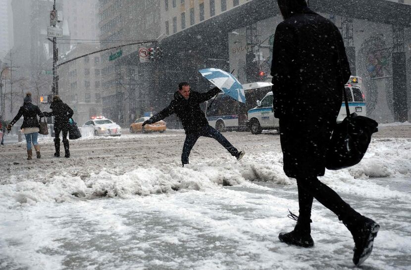 People make their way during a winter storm in New York on February 9, 2017. (Jewel Samad /...