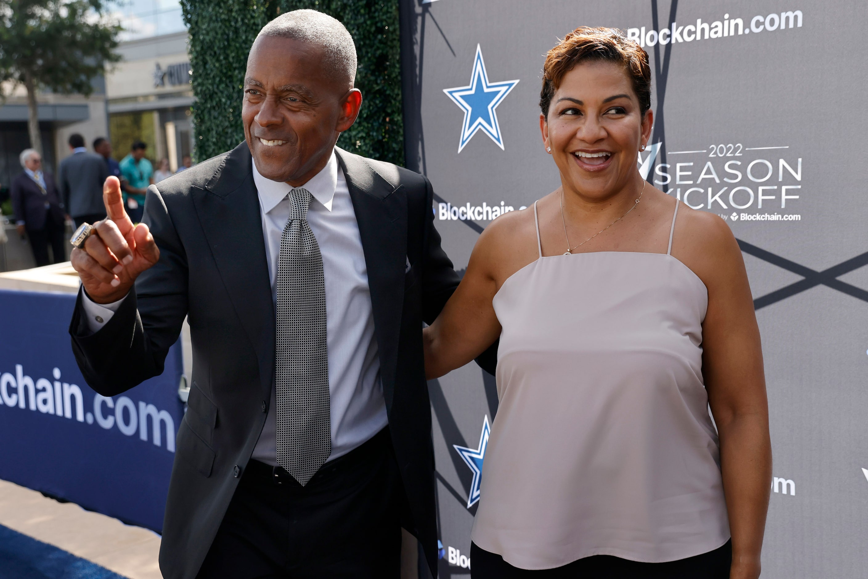 Former Dallas Cowboys Hall of Fame running back Tony Dorsett arrives on the blue carpet...