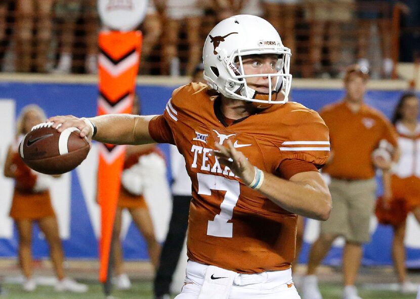 Texas quarterback Shane Buechele (7) is pictured during the Notre Dame Fighting Irish vs....