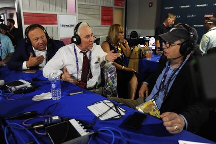 Alex Jones, of Infowars (left) and Roger Stone (center), former Donald Trump adviser,...