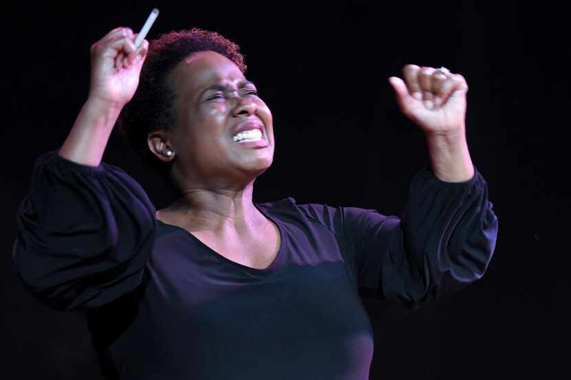 Deontay Roaf plays Nina Simone in The Champion at Bishop Arts Theatre Center. 