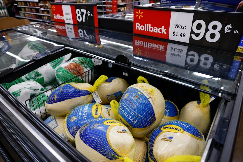 Butterball frozen turkeys on sale at the Walmart on Retail Road in Dallas on Tuesday. Turkey...