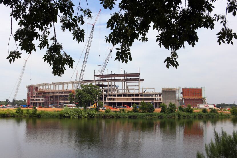 The media was invited to see the progress of Baylor's new football stadium in Waco on...