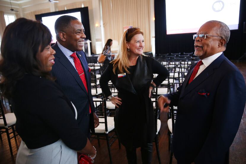 Henry Louis Gates Jr. (right) spoke with Plano Mayor Harry LaRosiliere and Bank of America's...