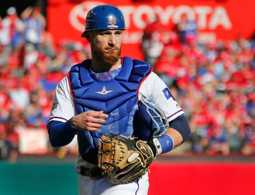 Texas Rangers catcher Jonathan Lucroy (25) is pictured during the Toronto Blue Jays vs. the...