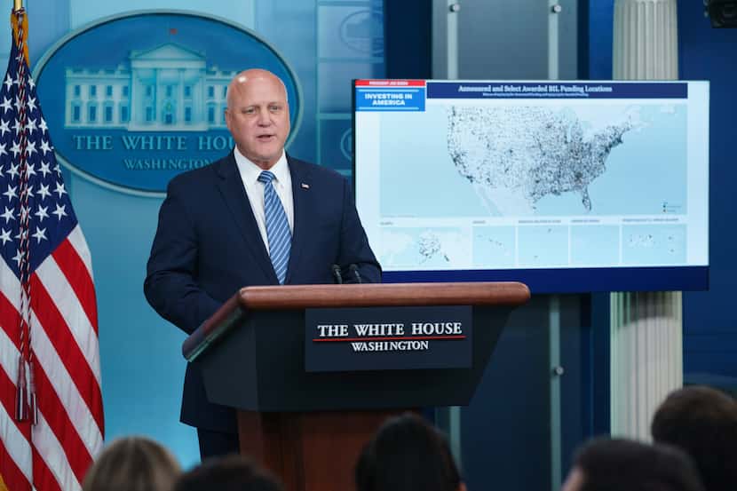 White House infrastructure coordinator Mitch Landrieu speaks during a briefing at the White...