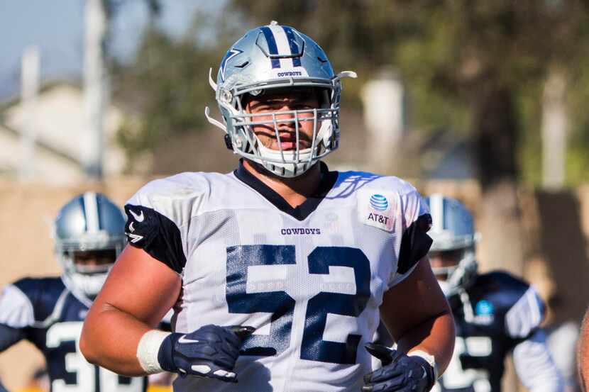 Dallas Cowboys offensive guard Connor Williams (52) during an afternoon practice at training...