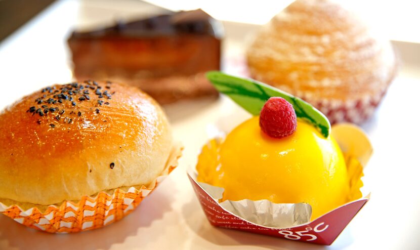 Mango Delight and pastry at 85C Bakery Cafe in Carrollton. 