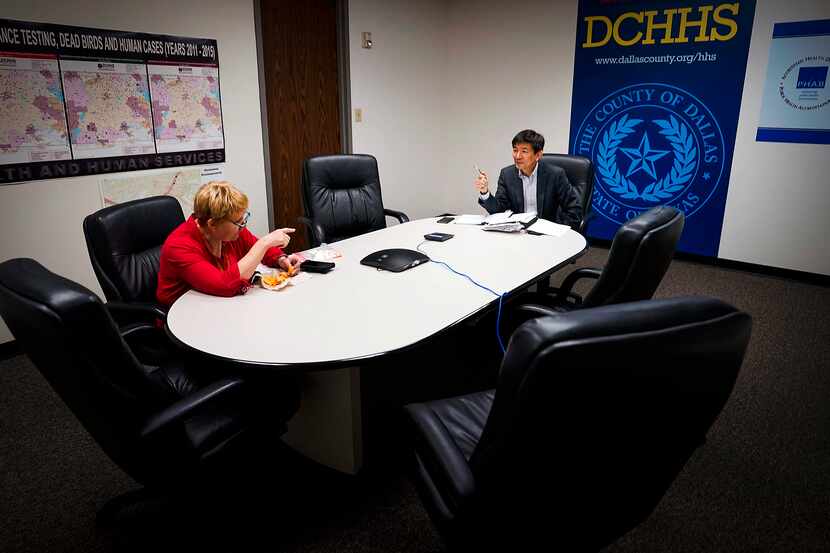 Dr. Philip Huang, Dallas County Health and Human Services director, and Dr. Joann Schulte,...