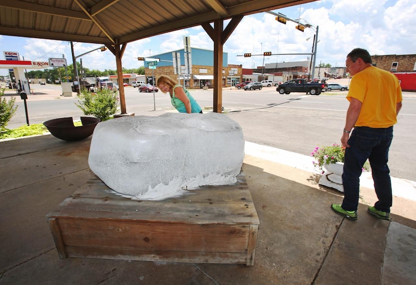 Hope and Matt Matchett of Terrell  stopped while passing through town to examine a large...