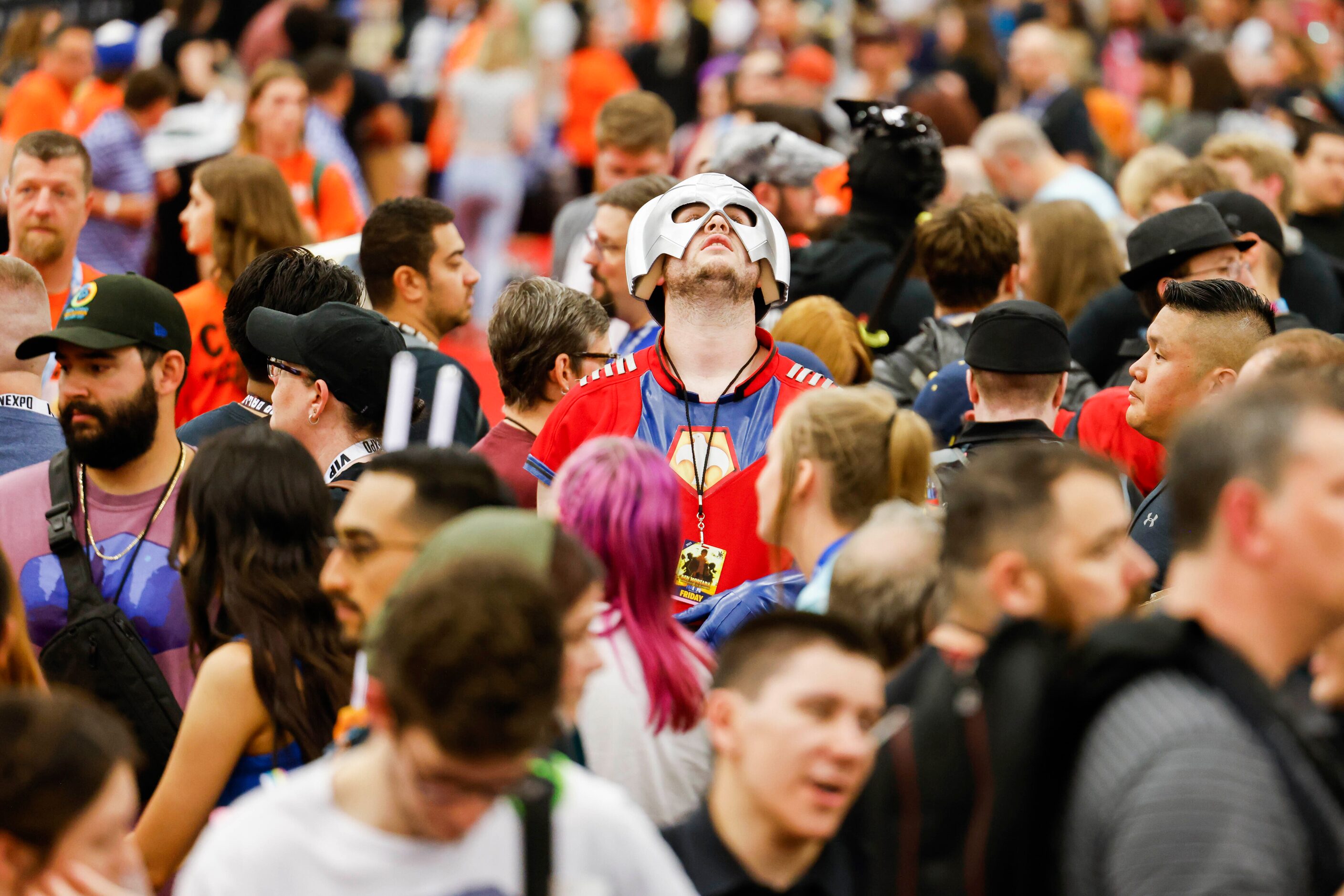 People wearing costumes gather during Fan Expo Dallas on Friday, June 9, 2023, at Kay Bailey...