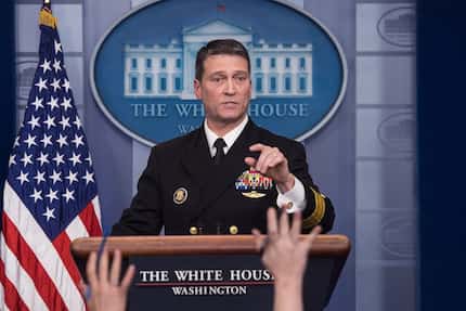 White House physician Rear Admiral Ronny Jackson briefs the White House press on Jan. 16,...