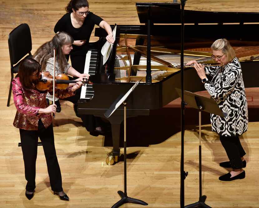 Violinist Maria Schleuning, pianist Liudmila Georgievskaya and flutist Helen Blackburn...