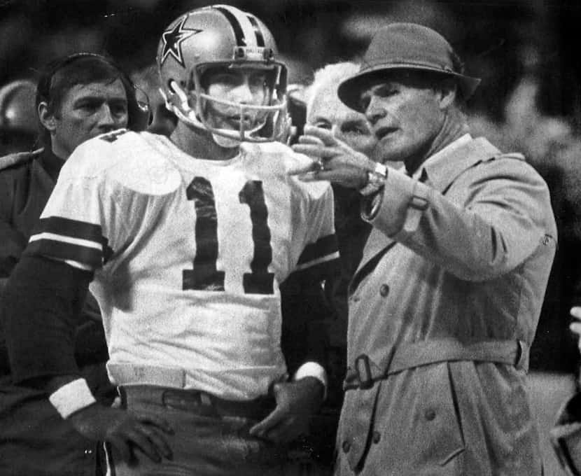 Cowboys quarterback Danny White and coach Tom Landry.