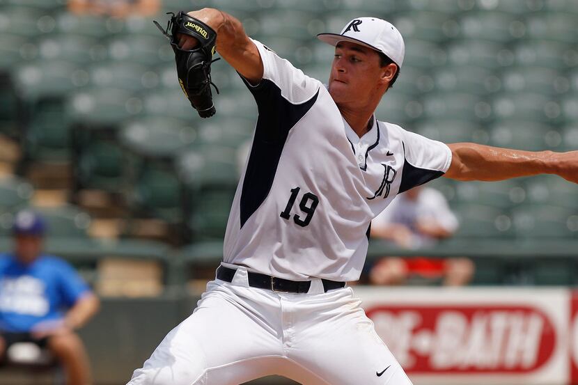 Jesuit's Kyle Muller pitches against Houston Langham Creek during the UIL  6A semifinal in...