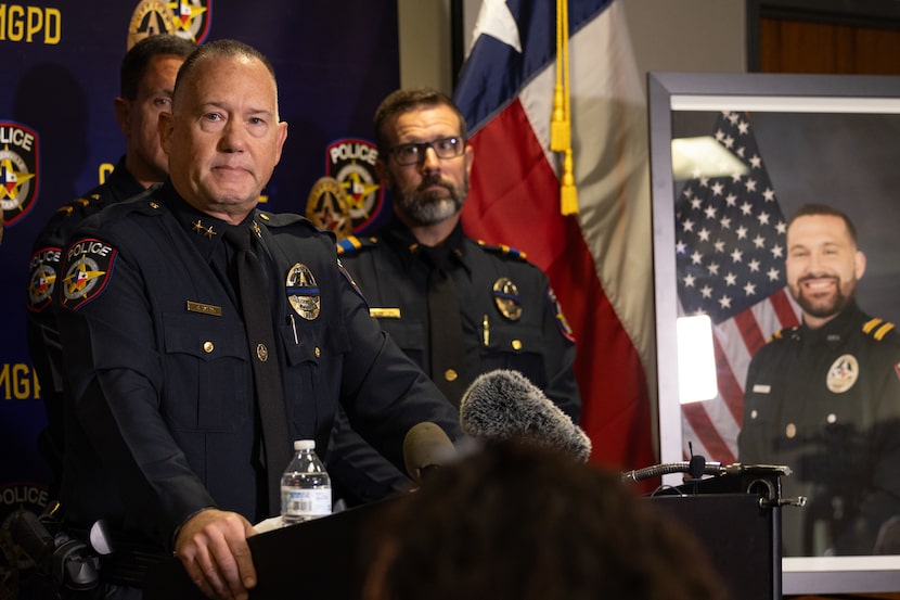 Greenville Chief of Police J.H. Thompson speaks during a press conference at the Greenville...