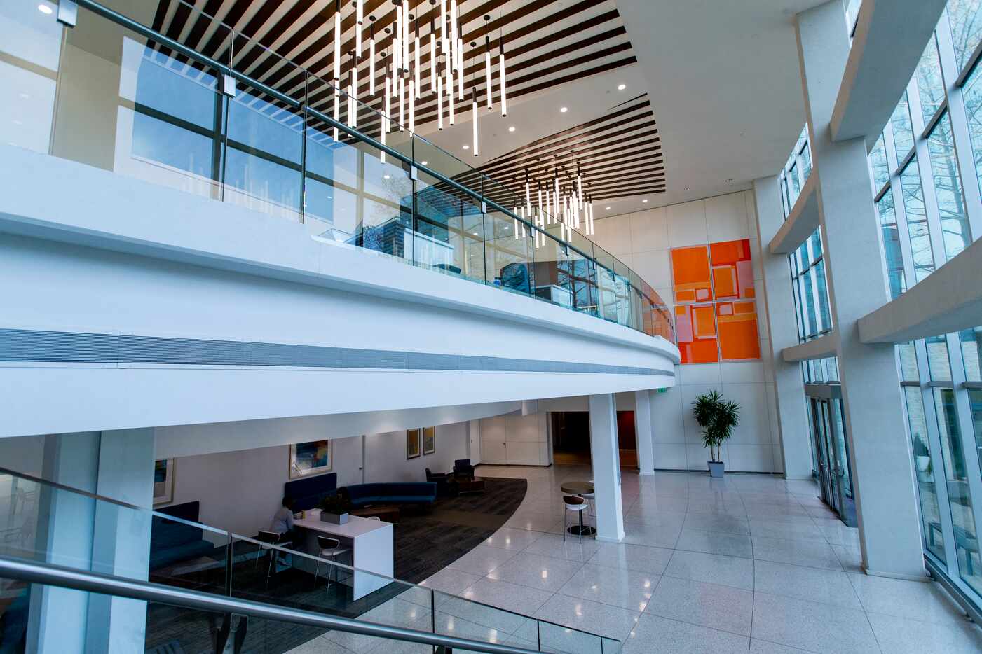 The lobby at the 2400 N. Glenville building in Richardson got a total makeover.