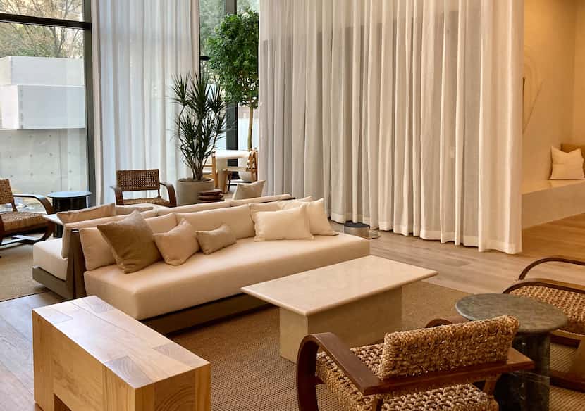 The tenant lounge for the Peridot apartments at Santander Tower.