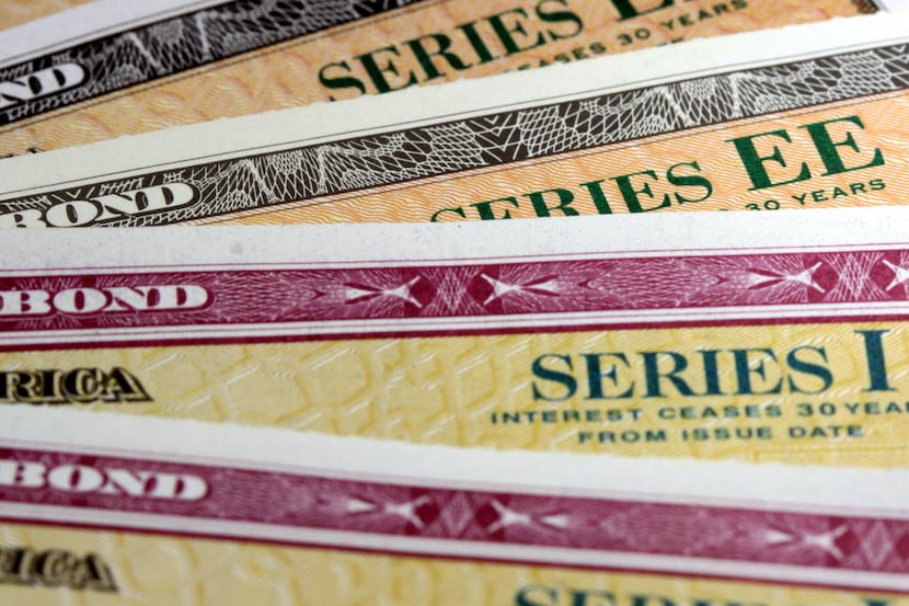 Closeup United States Treasury Savings Bonds Security Concept