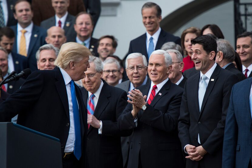 Speaker of the House Paul Ryan, R-Wis., speaks after the House passed the Republican tax...